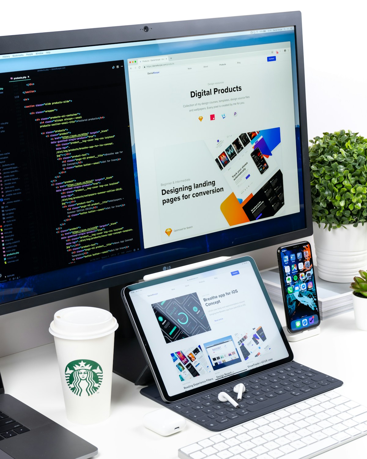 Website interface displayed on a laptop during web experience design